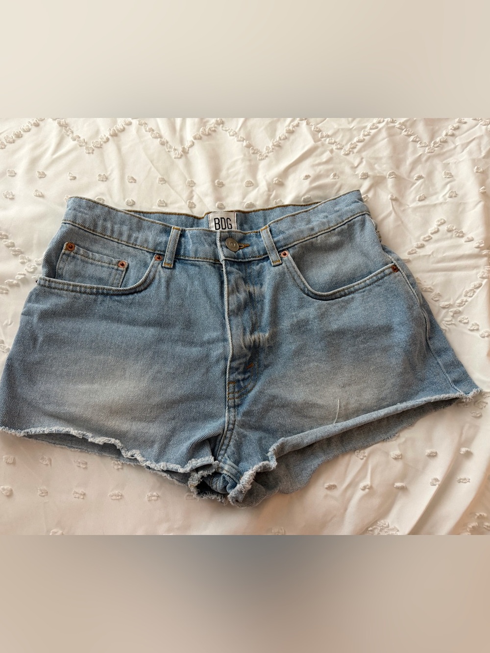 BDG Light Blue Denim Mid-Rise Shorts